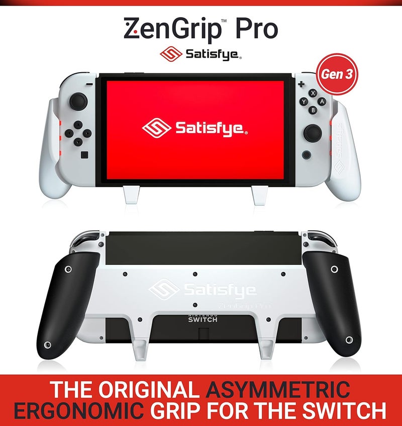 Satisfye - ZenGrip Pro Gen 3 OLED, Grip Compatible with Nintendo Switch - Comfortable & Ergonomic Grip, Joy Con & Switch Control. #1 Switch Accessories Designed for Gamers (White) - Image 4